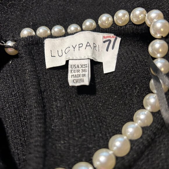 Womens Lucy Paris 71 Black Long Sleeve Carlota Pearl Bead Collar Sweater XS - Picture 10 of 14